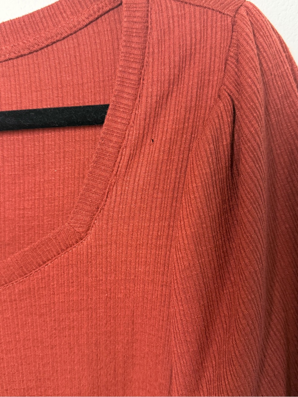LC Lauren Conrad Ribbed Puff Sleeve Top Rust Cottagecore Romantic L - Picture 5 of 8